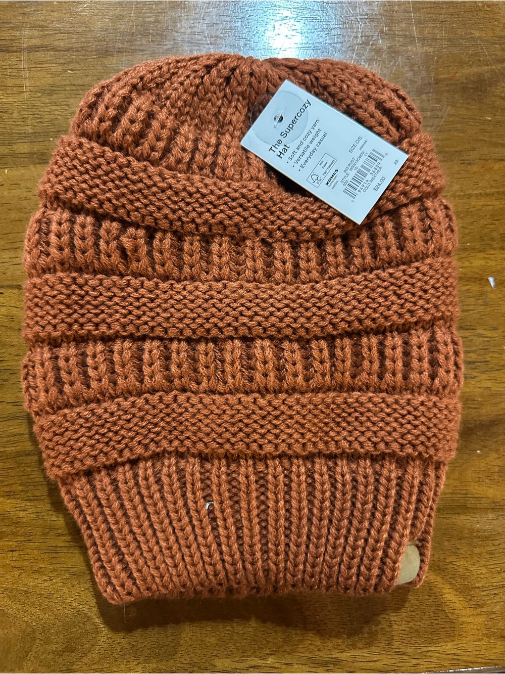 The Supercozy Knit Beanie in Rust Orange